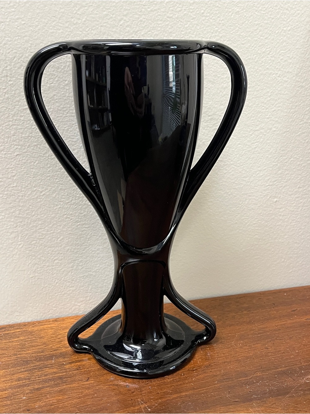 Vintage Fostoria Tut Black Amethyst Glass Vase 1920s Art Deco Trophy 8.5" #2288